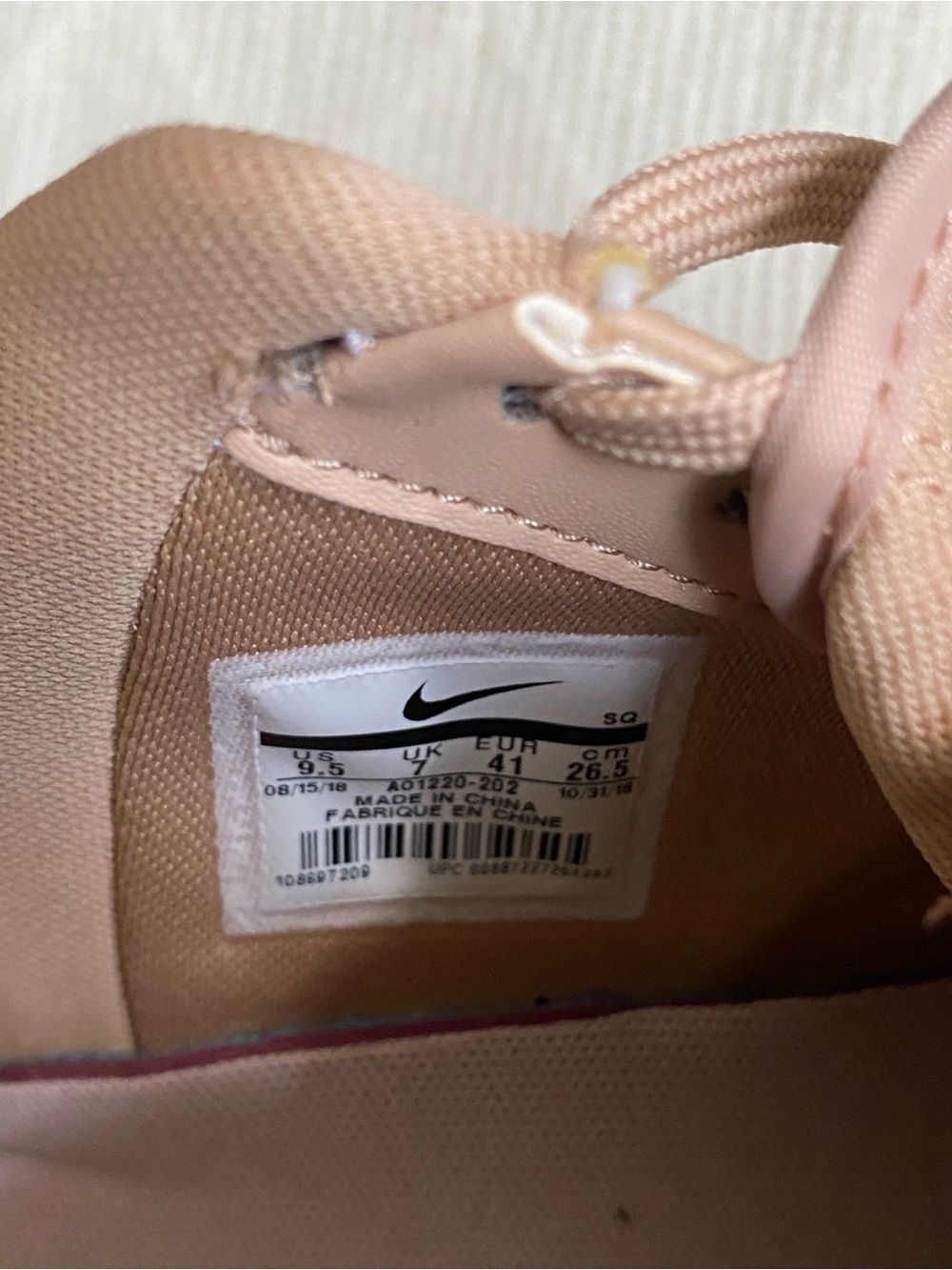 Nike Women's Air Force 1’s Beige Sneakers with Pink Midsole Accent - Picture 8 of 8